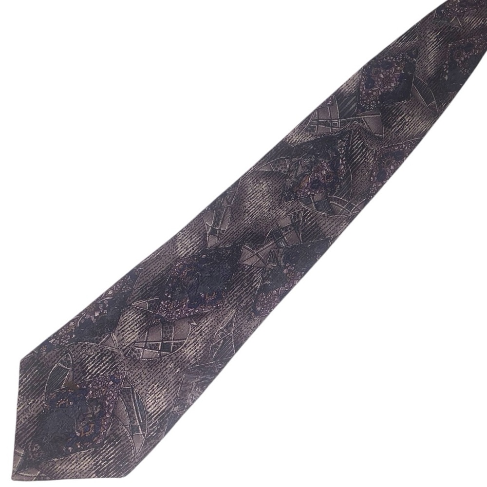 VTG 💯% Silk PIERRE CARDIN Silver Geometric Men’s Contemporary Neck Tie